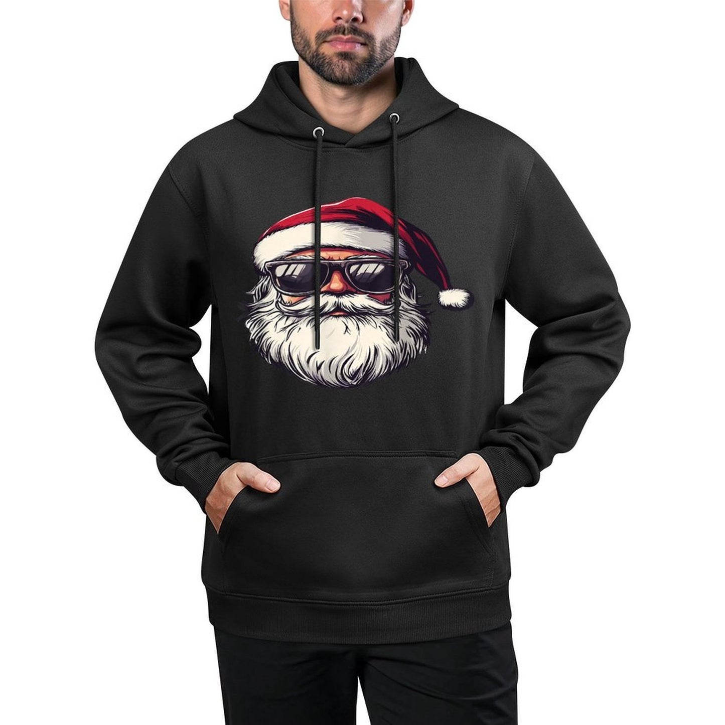 Santa Claus Sunglasses Christmas Funny Graphic Machine Washable Hoodie