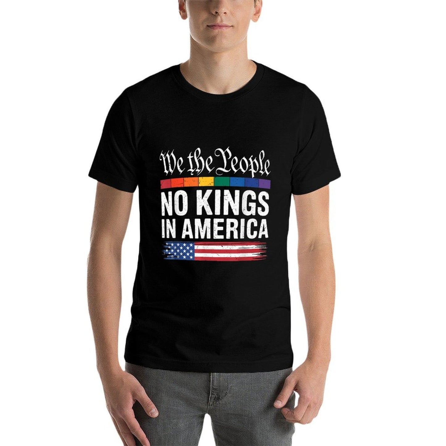 We The People No Kings In America Pro Democracy Protest Sign Oversized Silhouette T-Shirt