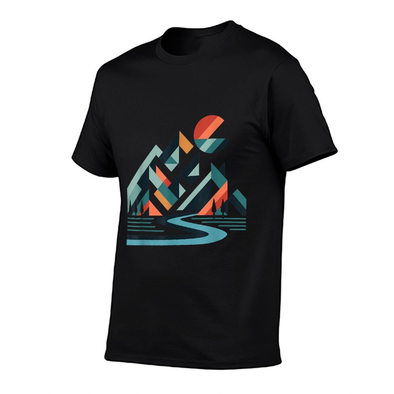 Abstract Modern Geometric Mountain Landscape Art  Slim-fit Cut T-Shirt