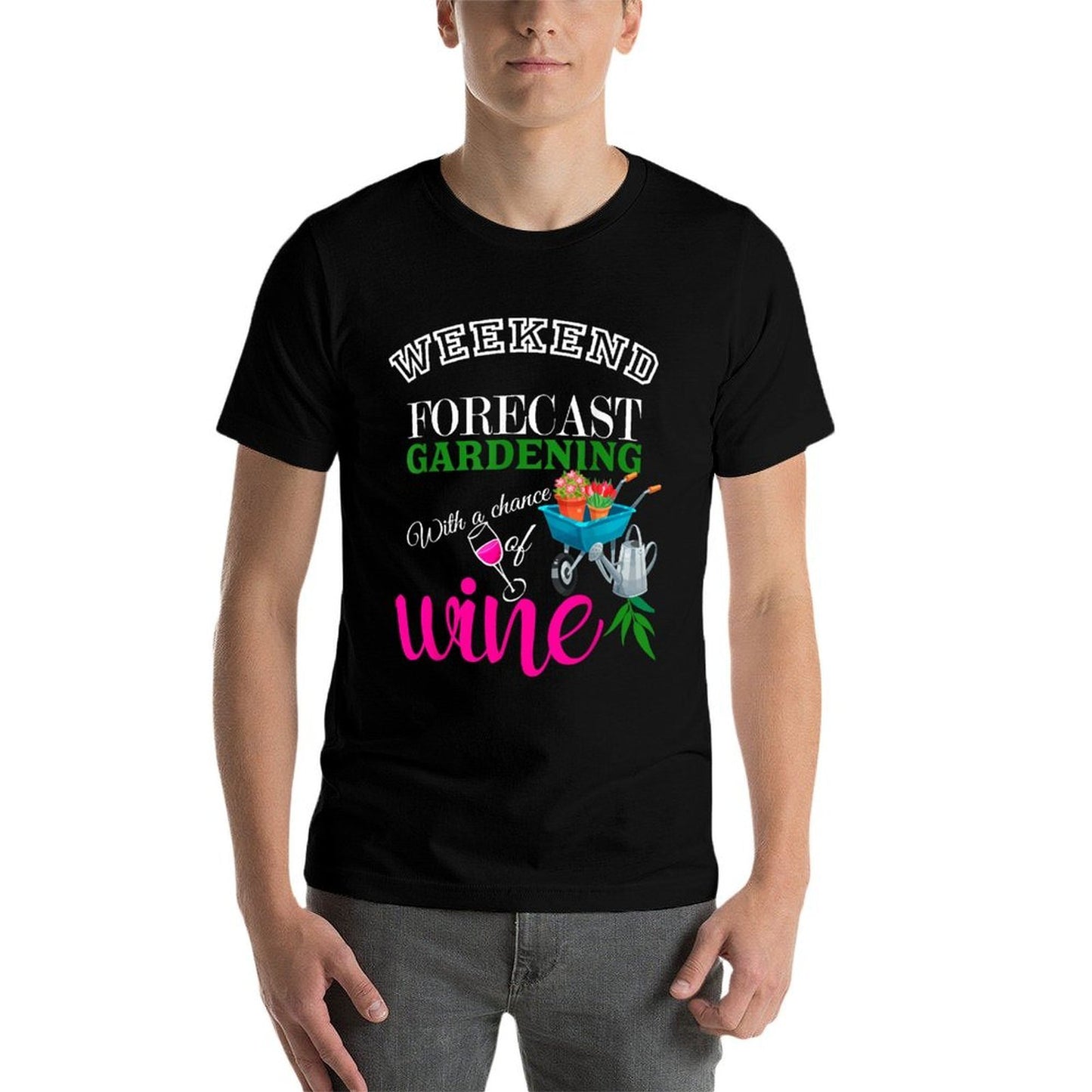 Weekend Forecast Gardening with Chance of Wine Garden Lover Trendy Pattern T-Shirt