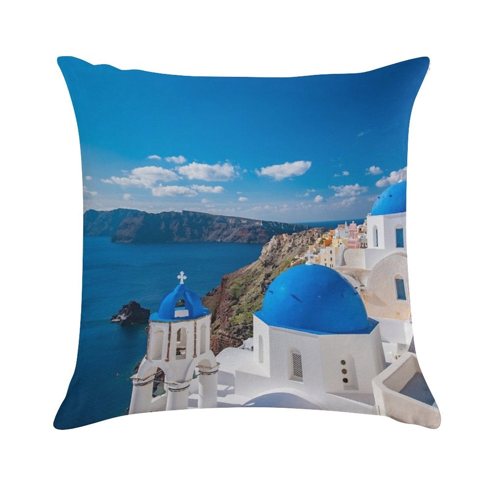 Santorini Greece Soft Anti-Pilling Throw Pillow