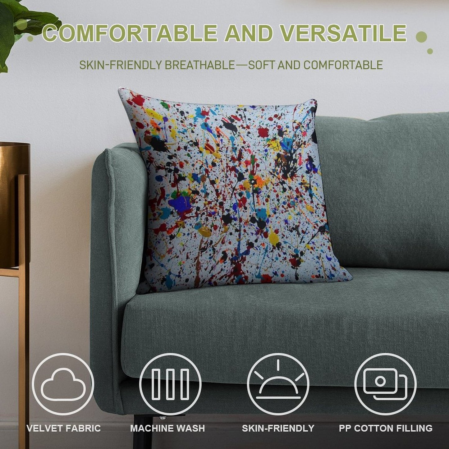 Splatter Paint Soft Multiple Sizes Throw Pillow