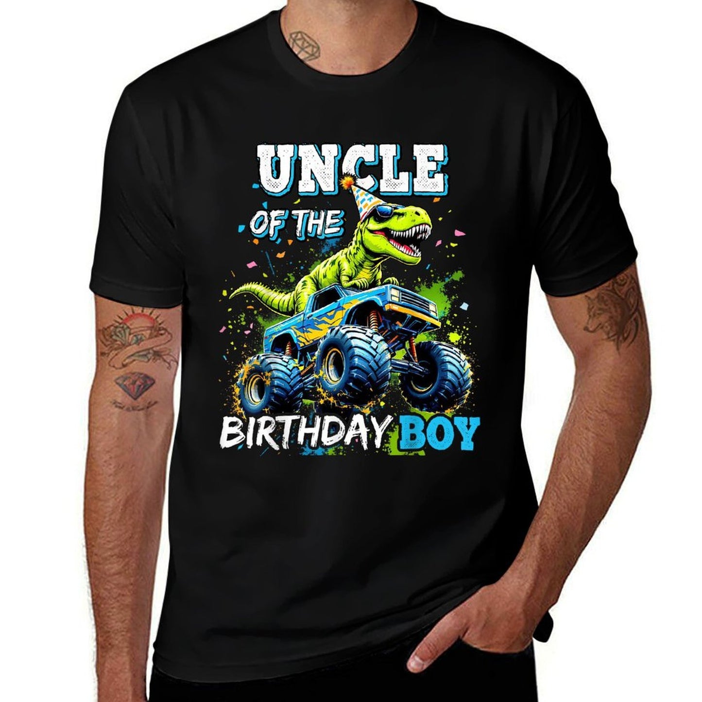Uncle of The Birthday Boy Monster Truck Dinosaur Party T Rex Soft T-Shirt