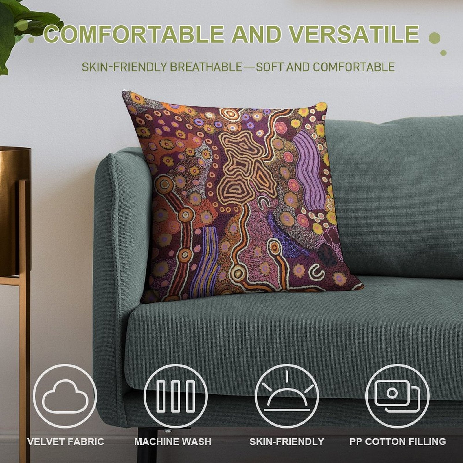 Australian Aboriginal Art Soft Bedroom Essential Throw Pillow