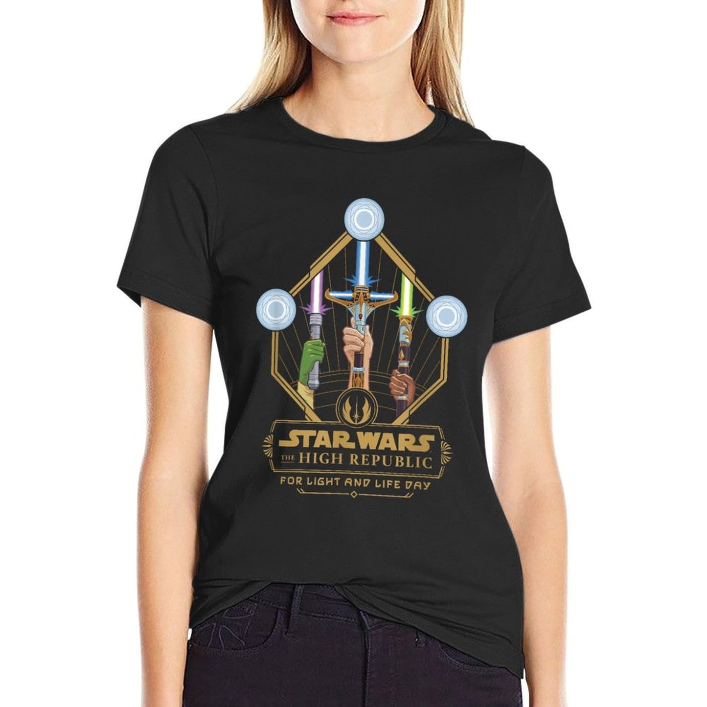 Star Wars The High Republic For Light Life Day Sabers Logo Summer-ready Fabric T-Shirt