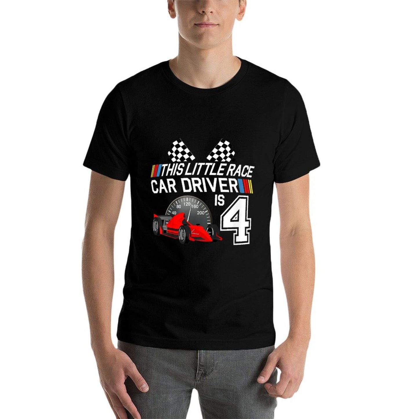 4 Year Old Race Car Birthday 4th Racing Party Gift Durable T-Shirt