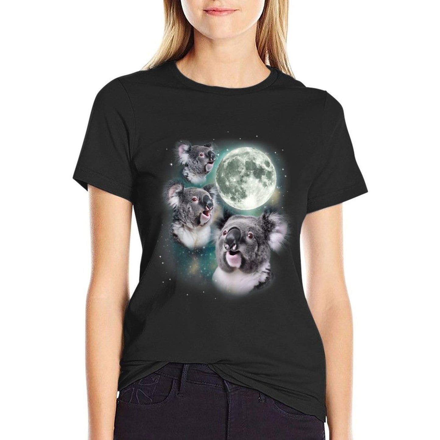 Three Koala Moon Cute Quirky Meme Howling Wildlife Koala Slim-fit Cut T-Shirt