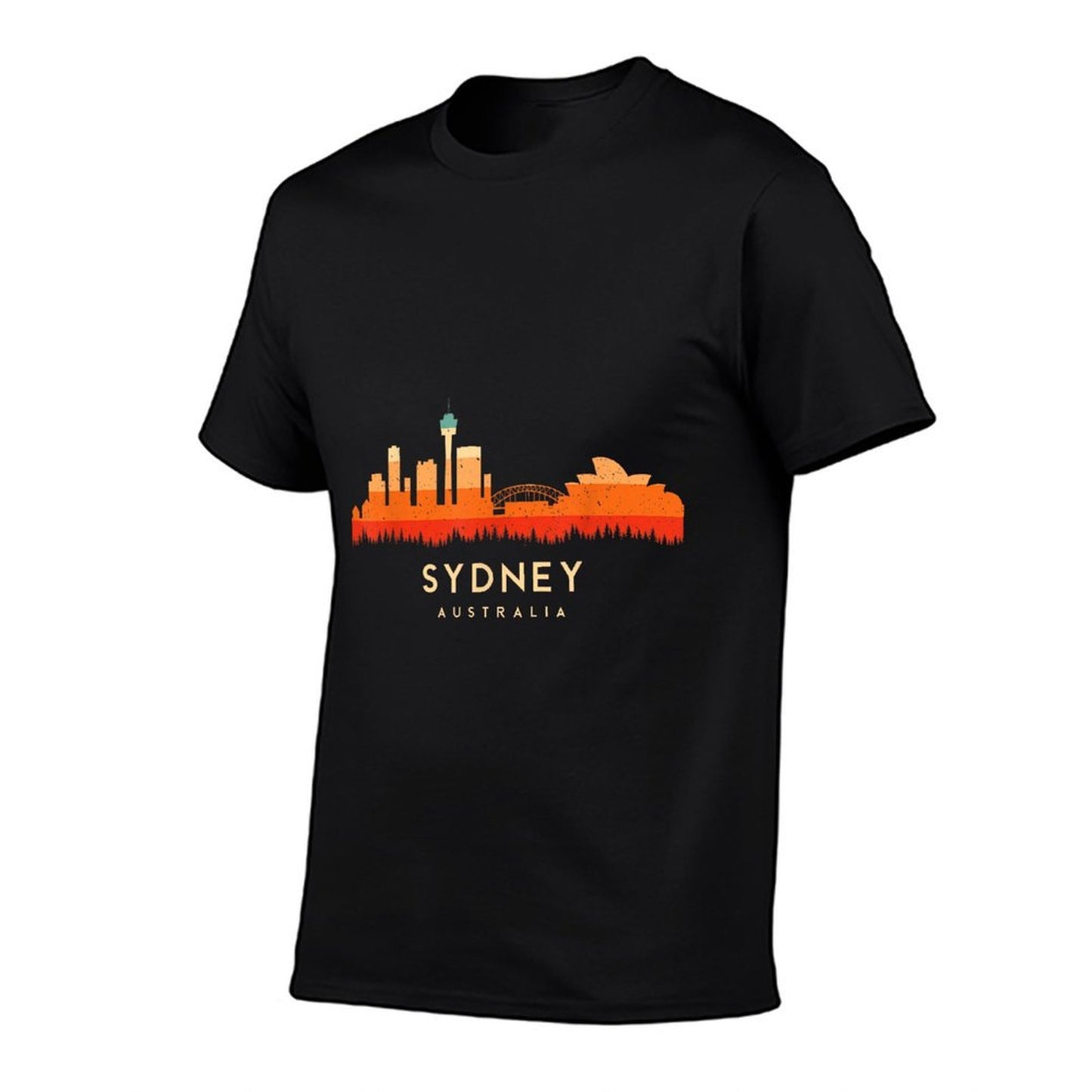 Vintage Retro Style Landscape Sun Skyline Sydney Australia Relaxed-fit T-Shirt