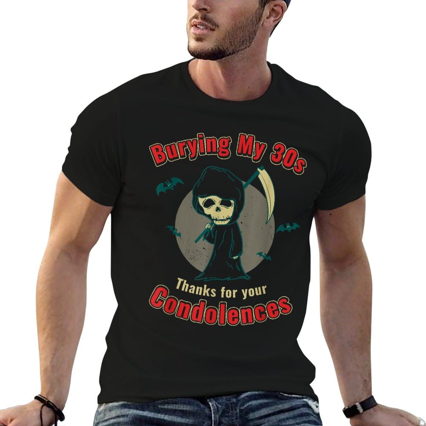 40th Birthday Funny 40 Years Old Gothic Horror  Rolled Sleeves T-Shirt