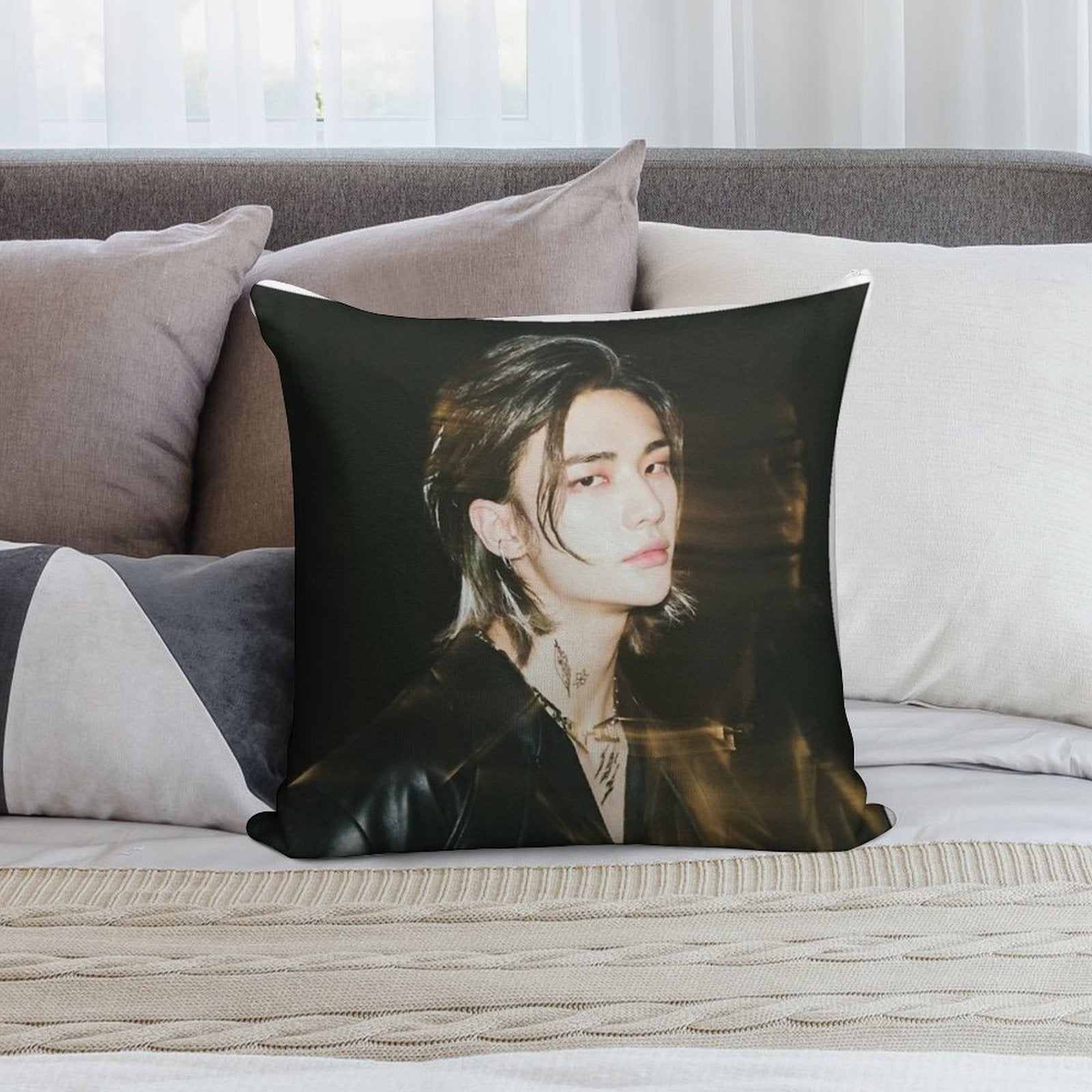 Hyunjin Stray Kids Soft High-Density Material Throw Pillow