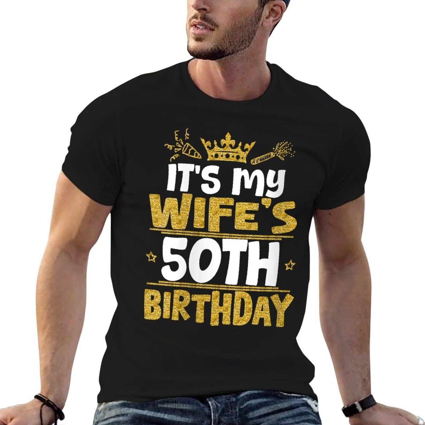 Womens Happy It's My Wife's 50th Birthday 1975 50 Years Old Moisture-wicking T-Shirt