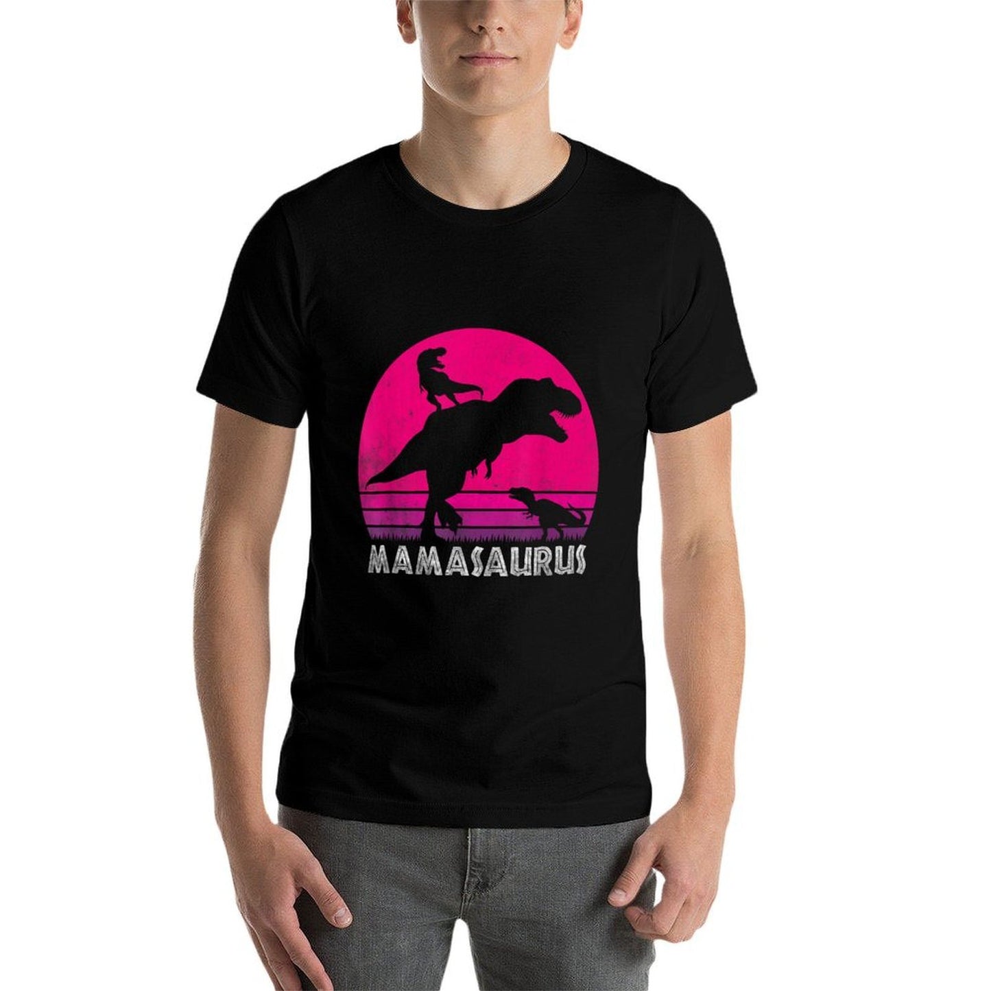 Vintage Retro 2 Kids Mamasaurus Sunset Funny Gift For Mother Moisture-wicking T-Shirt
