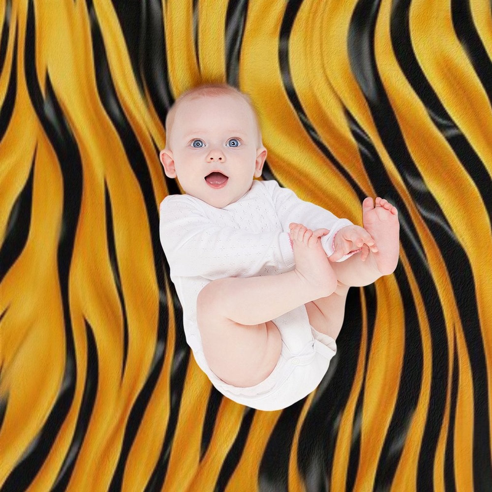 Colorful Fantasy Pattern Black Yellow Ornaments Zebra Tiger Fur Anti-pilling Throw Blanket