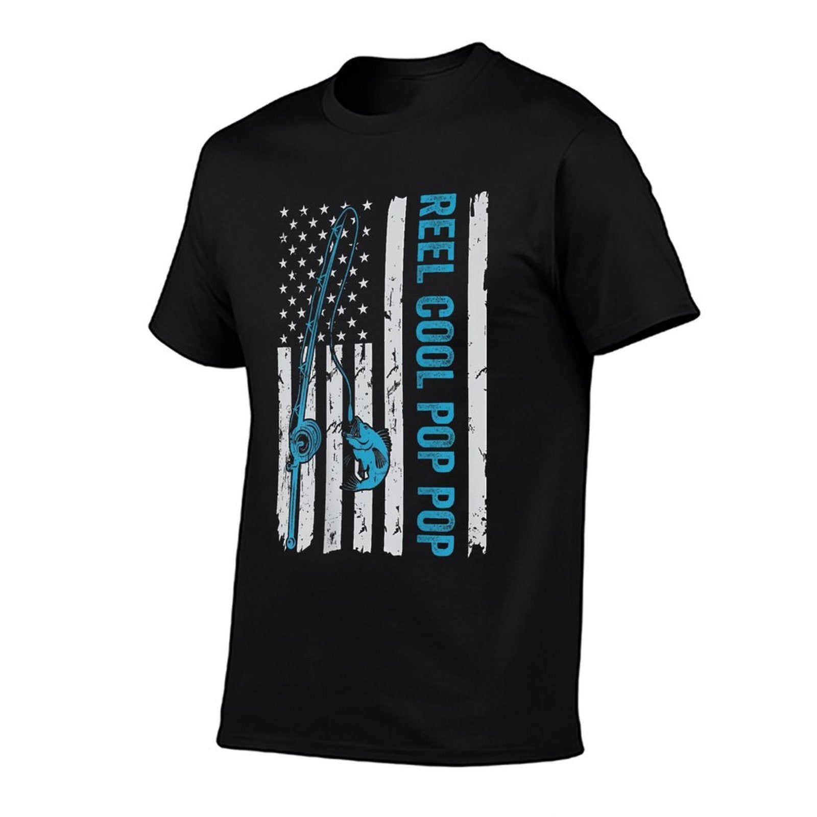 Reel Cool Pop Pop Grandpa Fishing American (On Back)  Eco-friendly Material T-Shirt