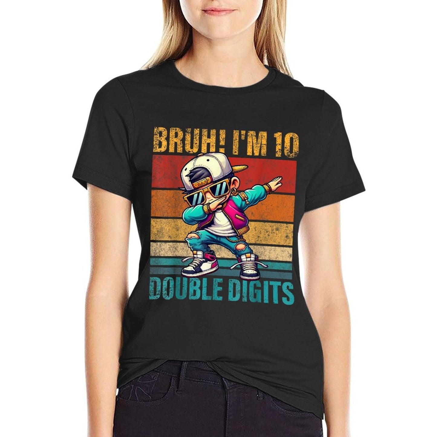 10 Years Old Birthday Bruh I'm Double Digits 10th Birthday Lightweight T-Shirt