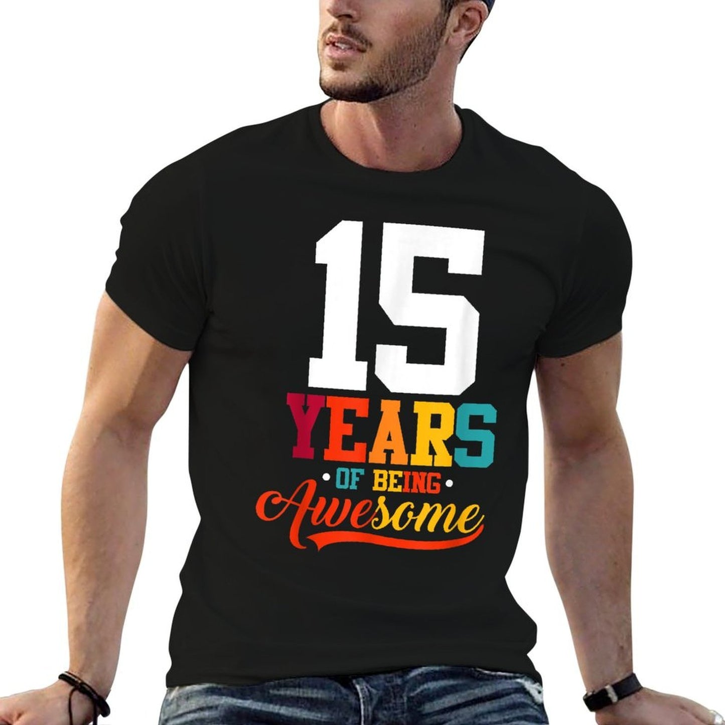 15 Years Of Being Awesome Gifts 15 Years Old 15th Birthday Oversized Silhouette T-Shirt