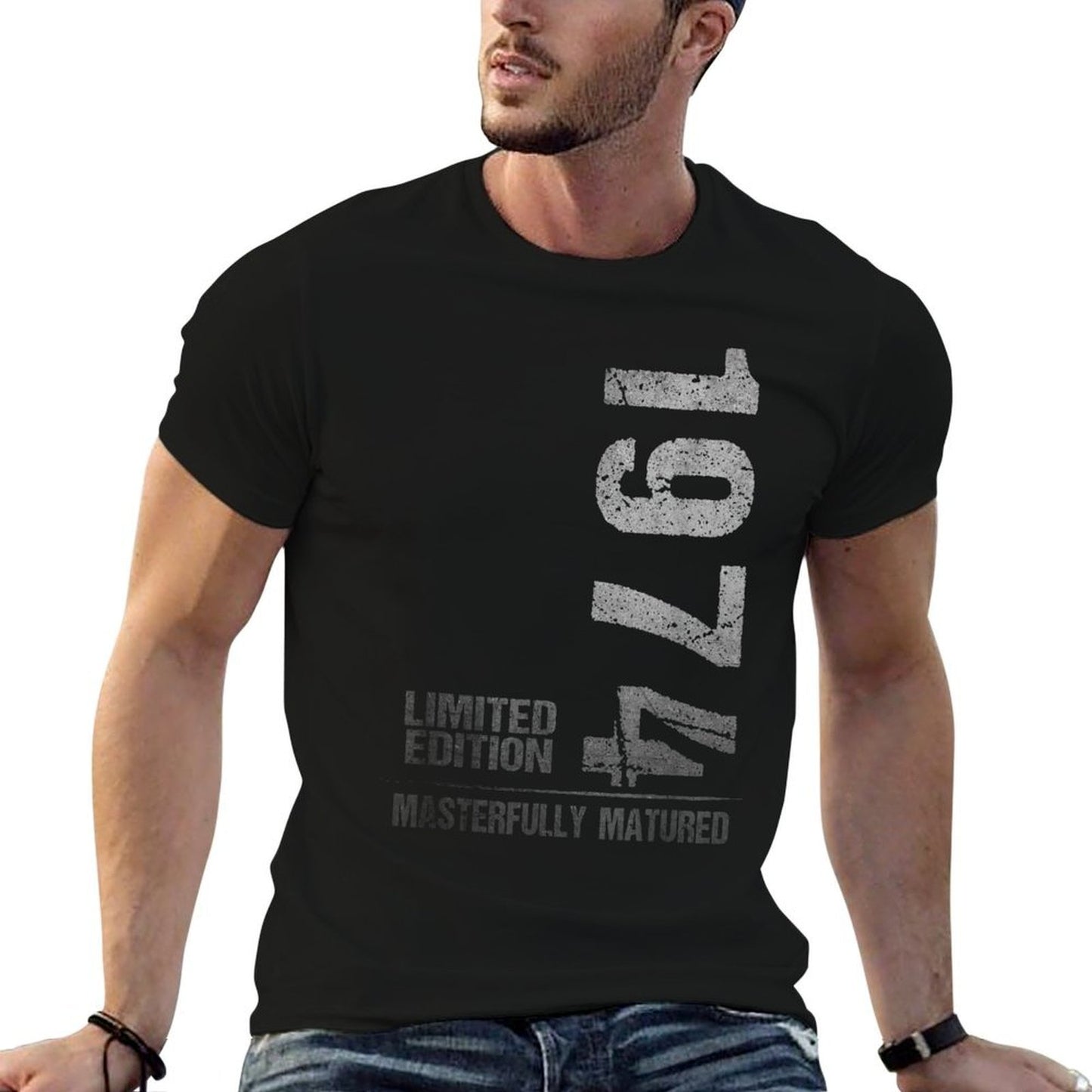 1974 Vintage Design Limited Edition 50th Birthday Gift Rolled Sleeves T-Shirt