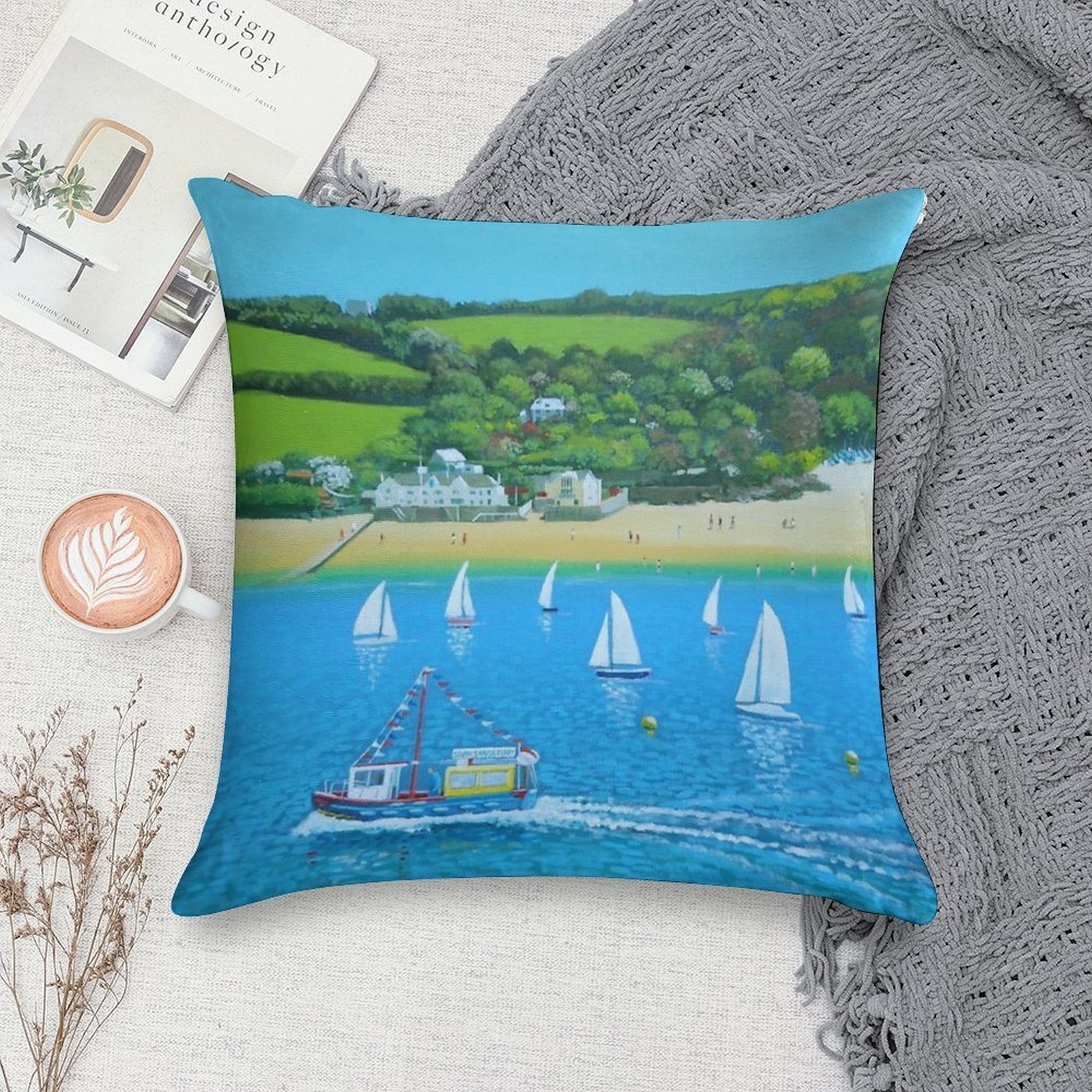 A Salcombe Summer - Devon UK Soft Home Decor Throw Pillow