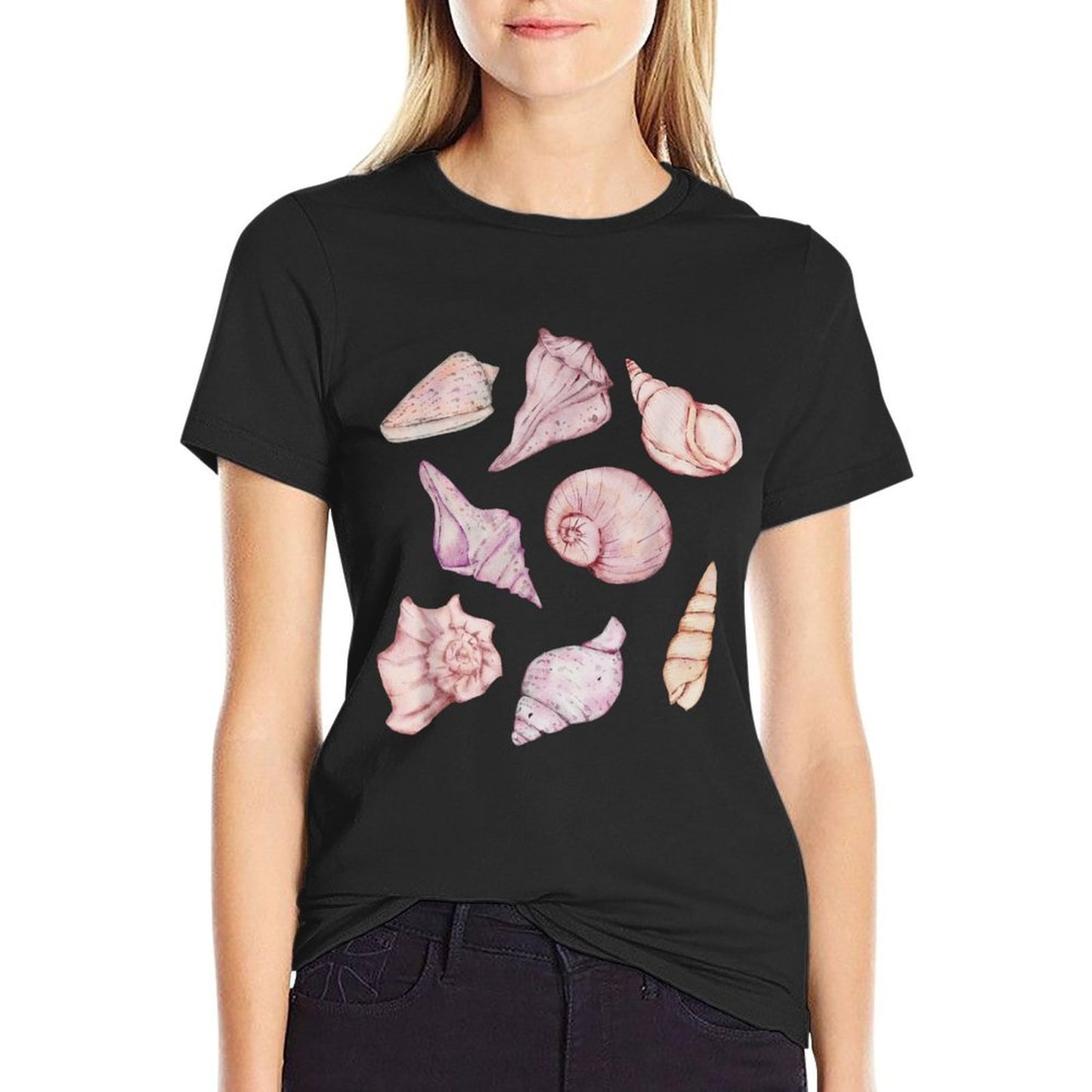 Sea Shell Beach Seashells Shelling Pastel Watercolor Graphic-printed T-Shirt