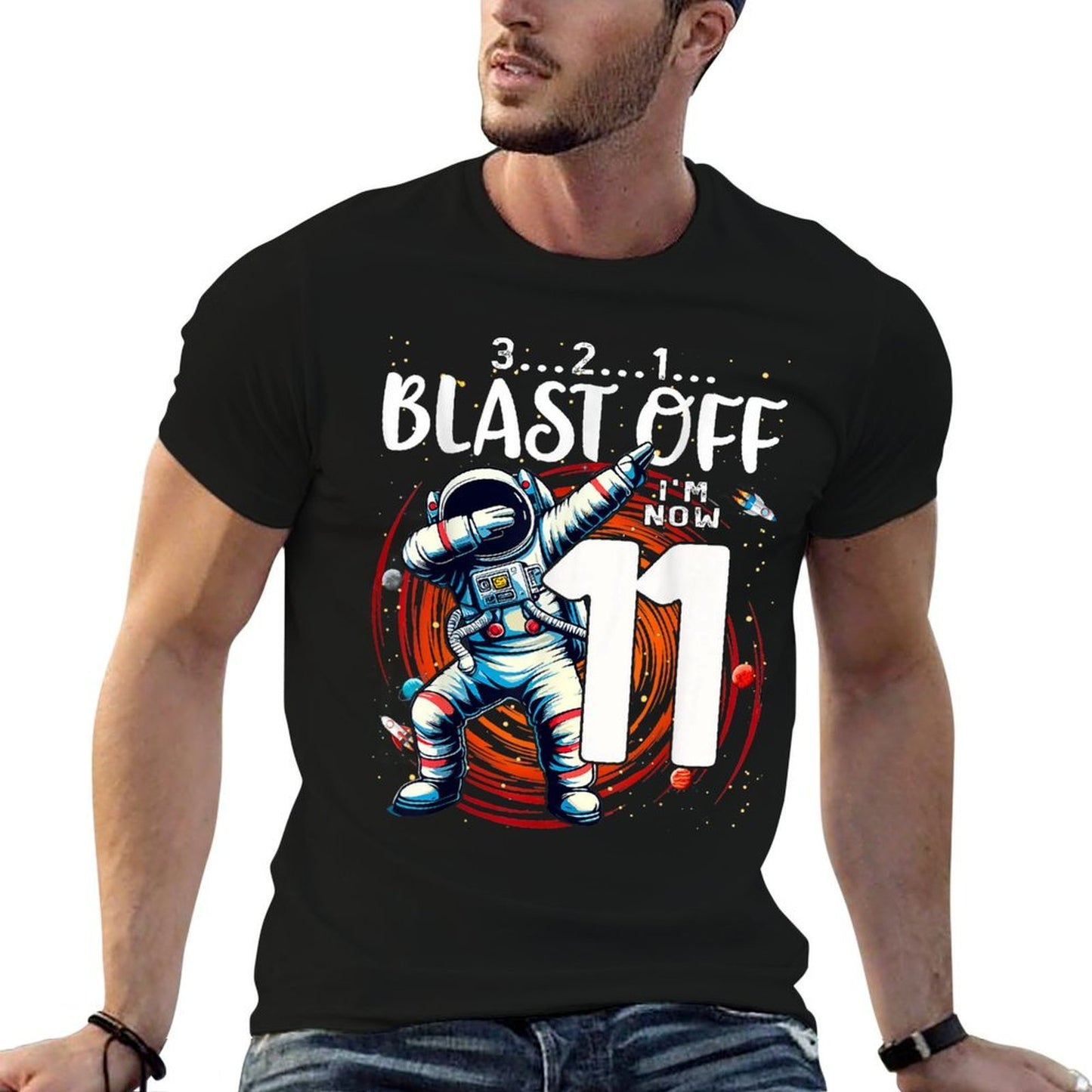 11 Birthday Boy Astronaut Astronomy 11th Year Old Birtday Graphic-printed T-Shirt