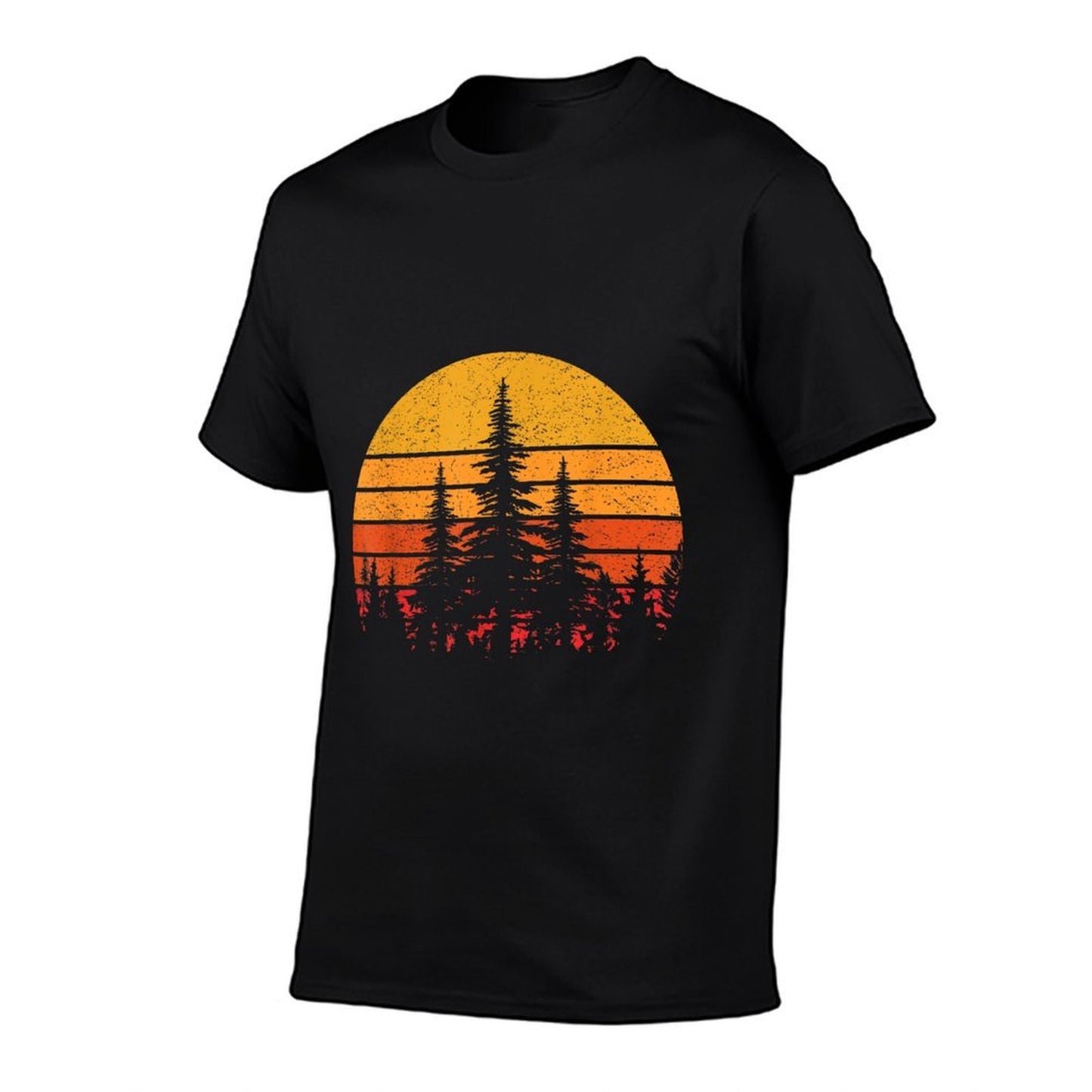 Retro Sun Minimalist Pine Trees Wildlife Nature Forest  Durable T-Shirt