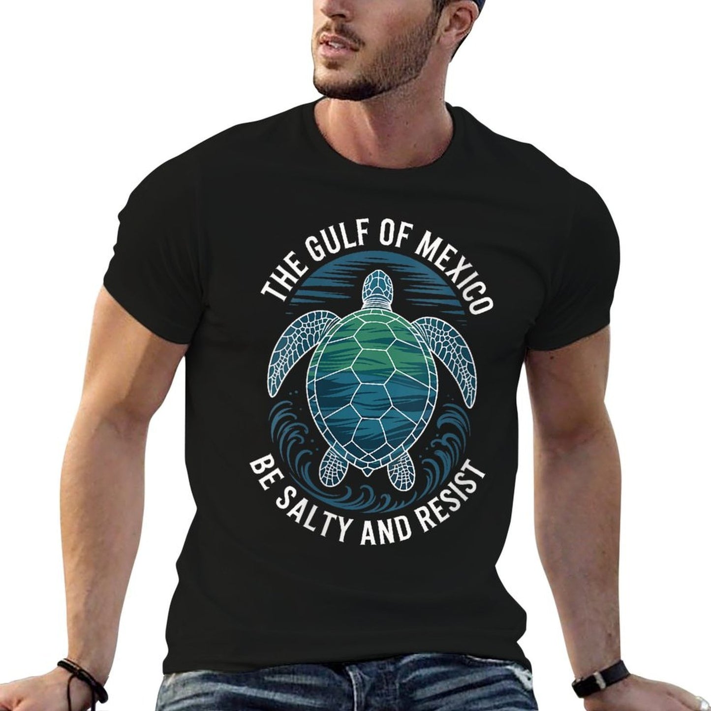 Womens Gulf of Mexico Sea Turtle Tribal Ocean Be Salty And Resist Lightweight T-Shirt