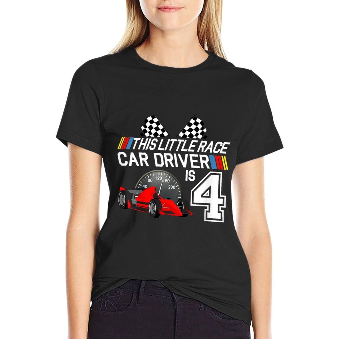 4 Year Old Race Car Birthday 4th Racing Party Gift Durable T-Shirt