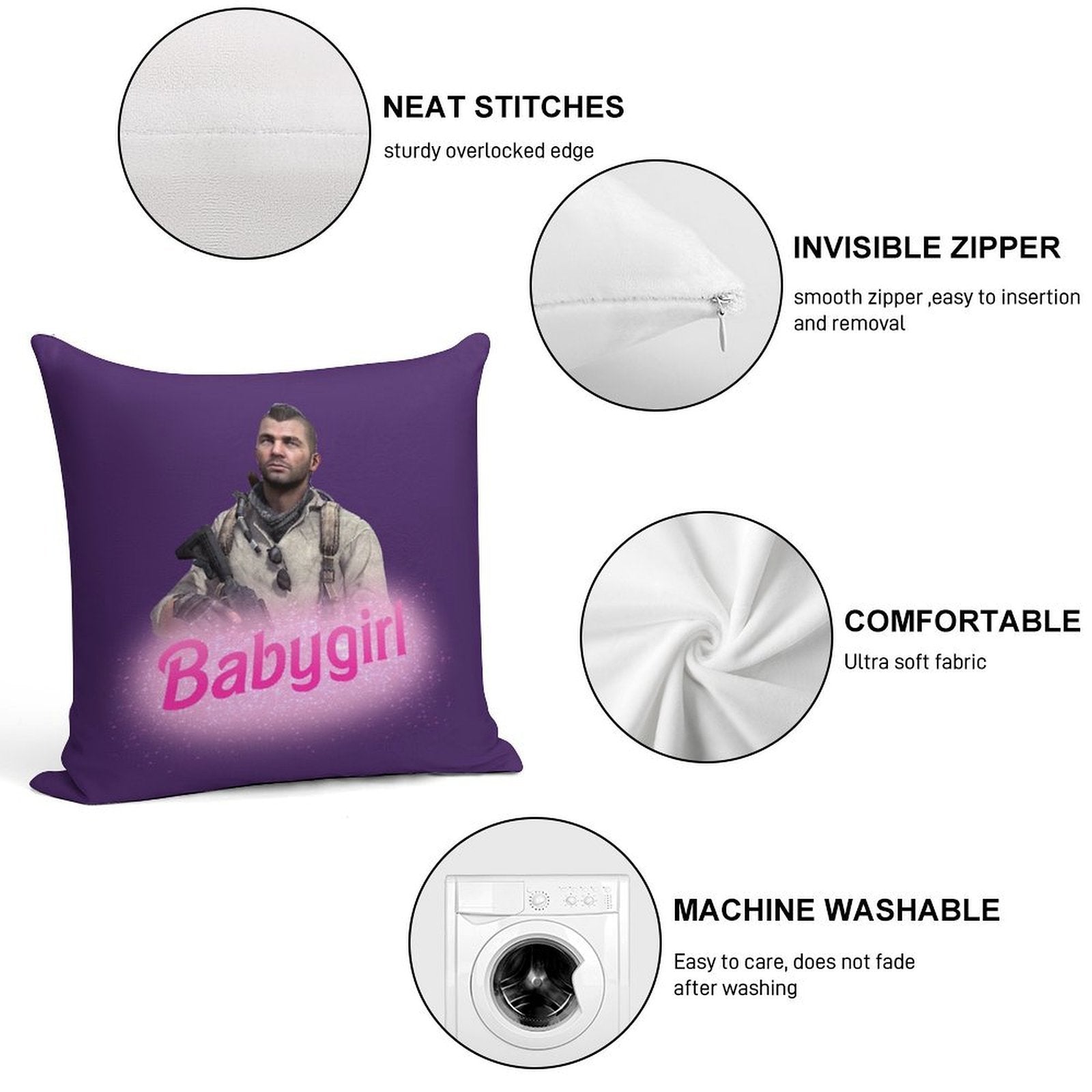 John Soap Mactavish Babygirl Soft Durable Construction Throw Pillow