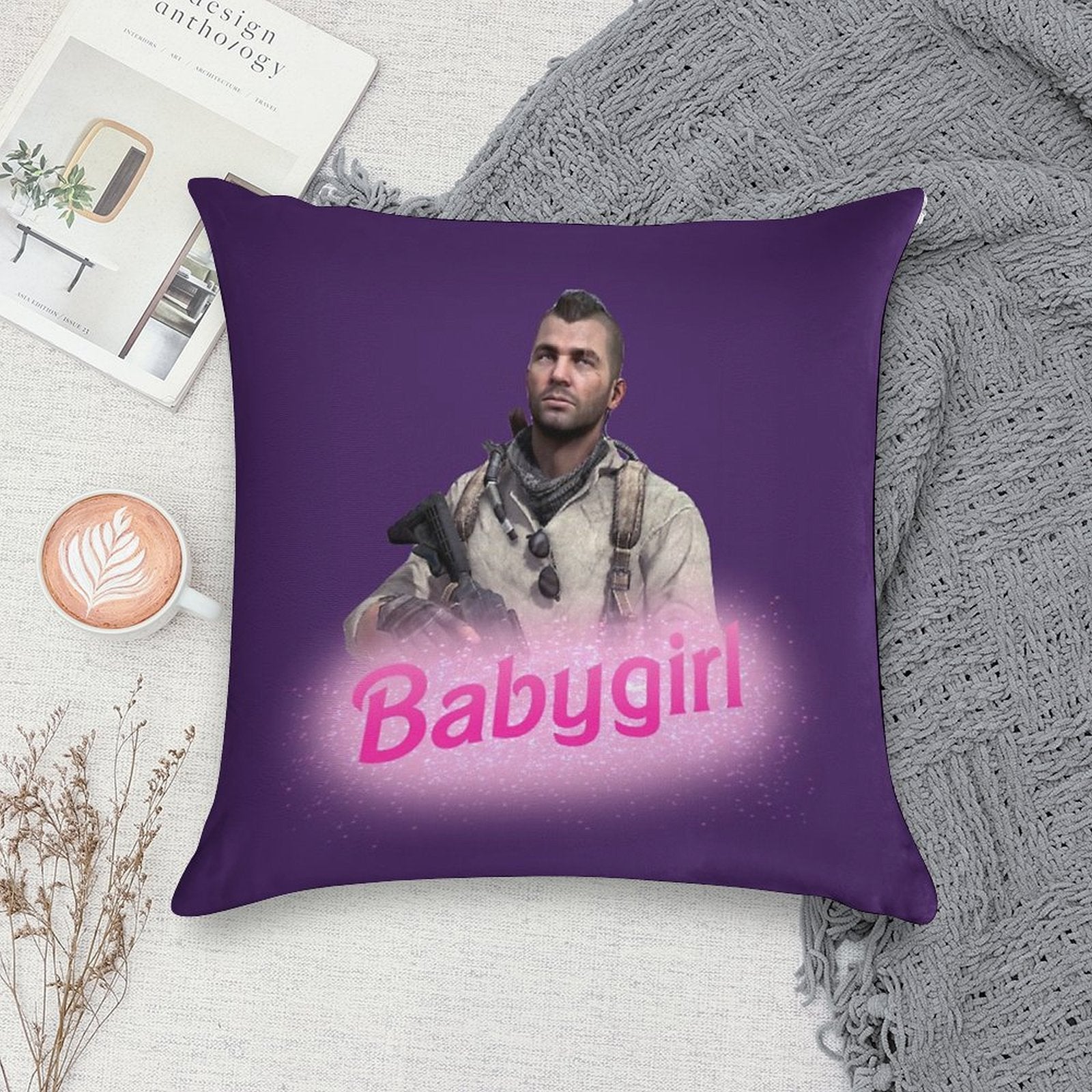 John Soap Mactavish Babygirl Soft Durable Construction Throw Pillow