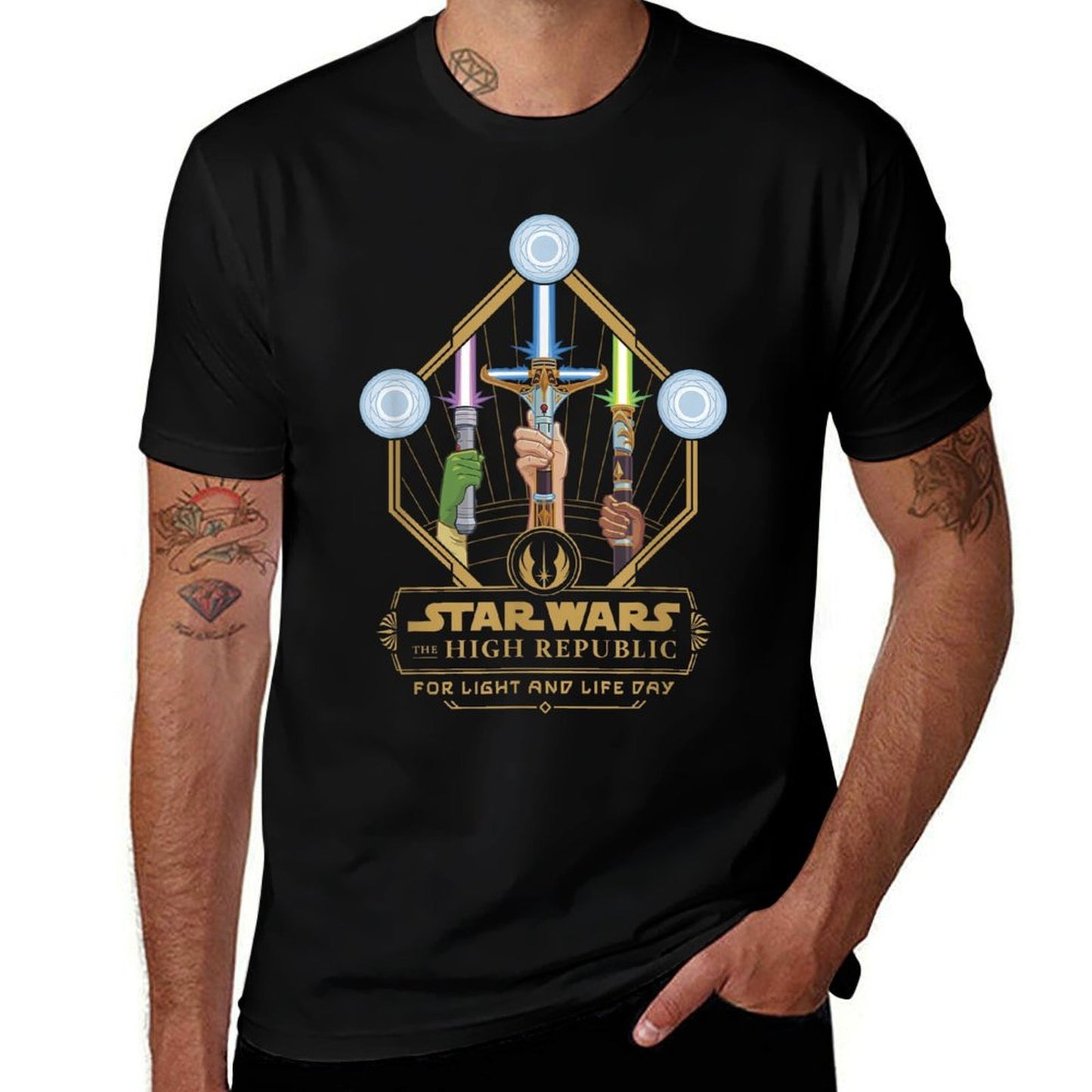 Star Wars The High Republic For Light Life Day Sabers Logo Summer-ready Fabric T-Shirt