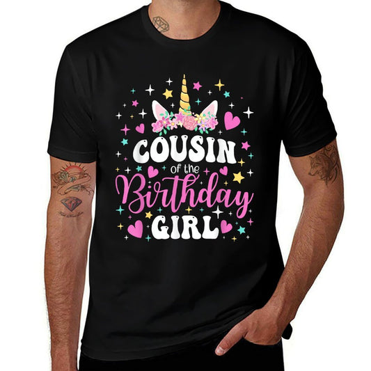 Unicorn Cousin of The Birthday Girl Family Matching Party  Wrinkle-resistant T-Shirt