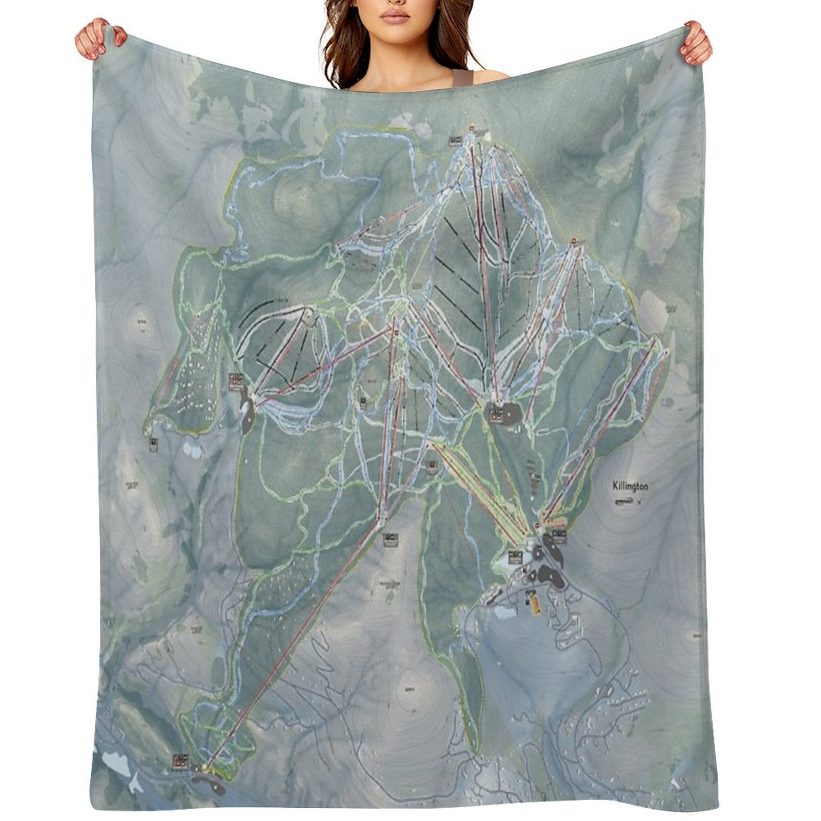 Killington Resort Trail Map Eco-conscious Throw Blanket