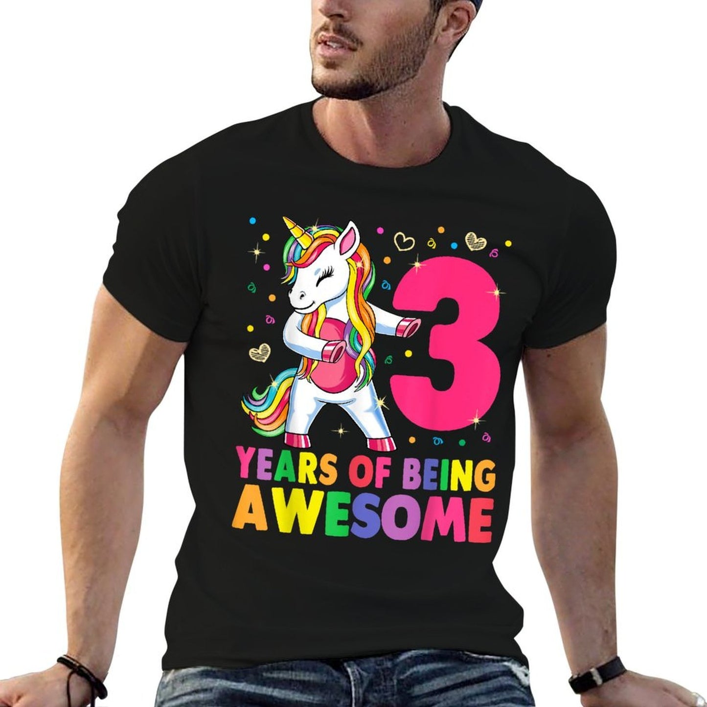 3 Years Old Unicorn Flossing 3rd Birthday Girl Unicorn Party Graphic-printed T-Shirt