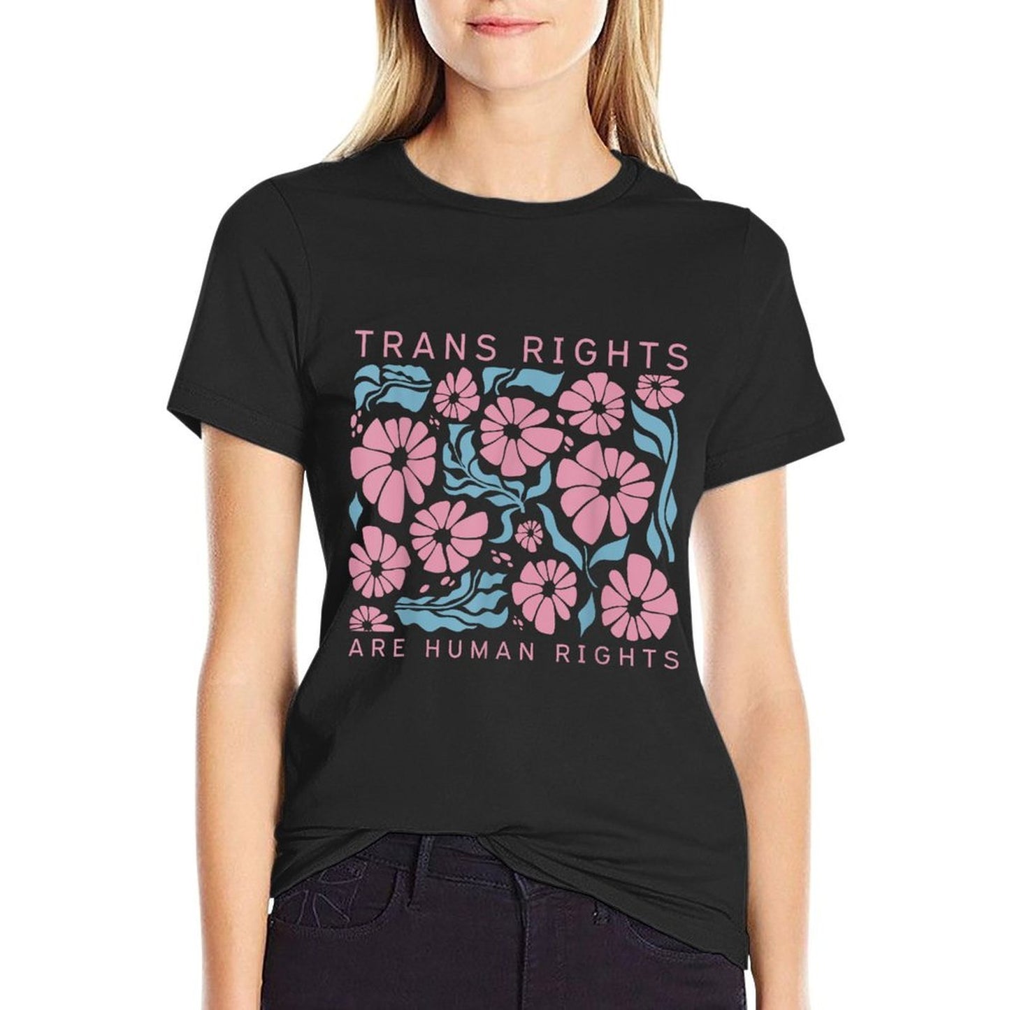 Trans Rights Are Human Rights Floral LGBTQ Pride Transgender Lightweight T-Shirt