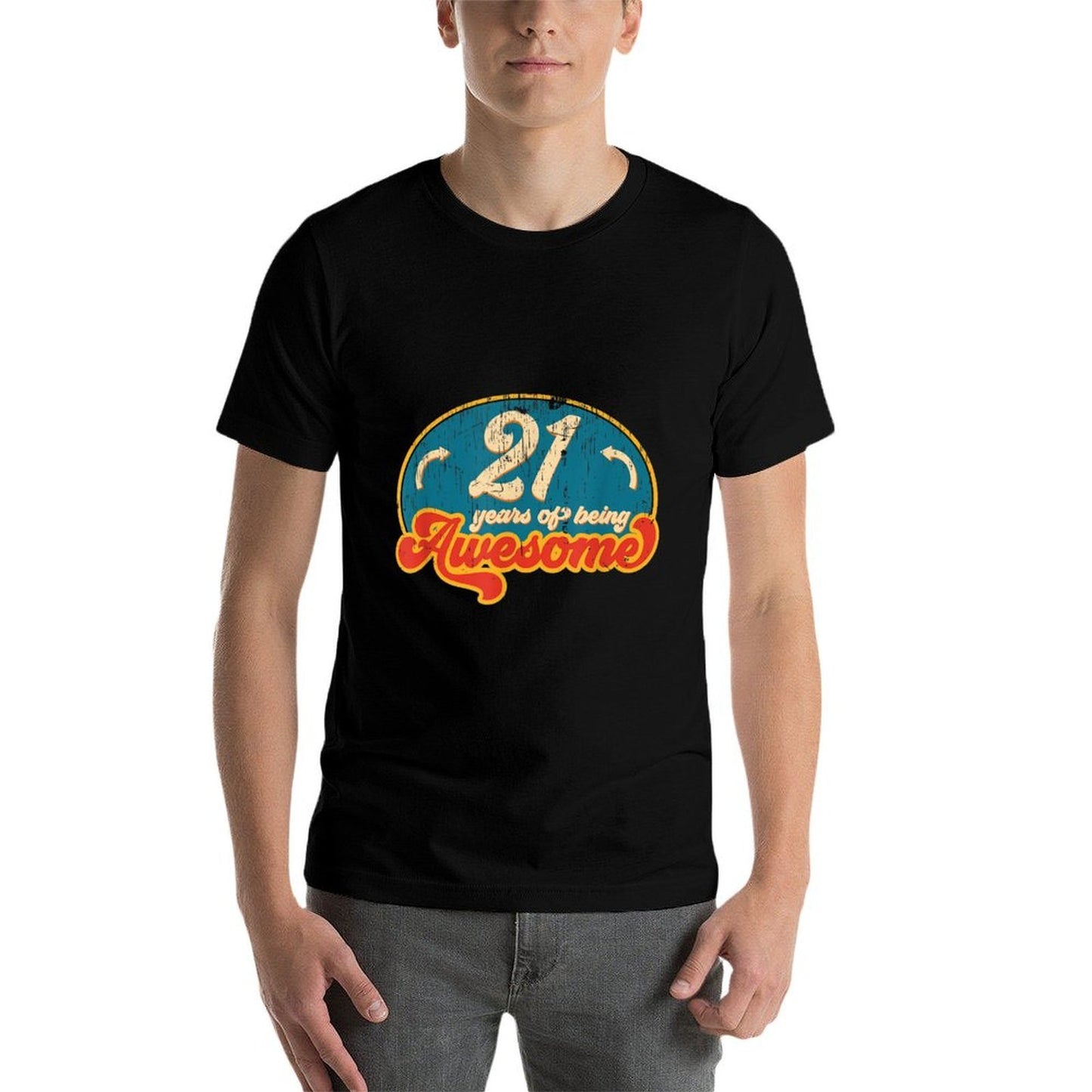 21 Year Old Gifts Retro Vintage 21st Birthday Heathered Texture T-Shirt