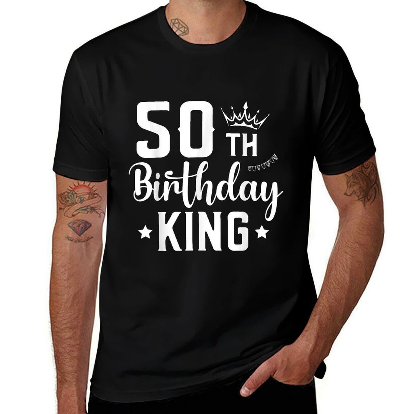 50 Year Old Birthday King Husband 50th Birthday  High-quality Stitching T-Shirt