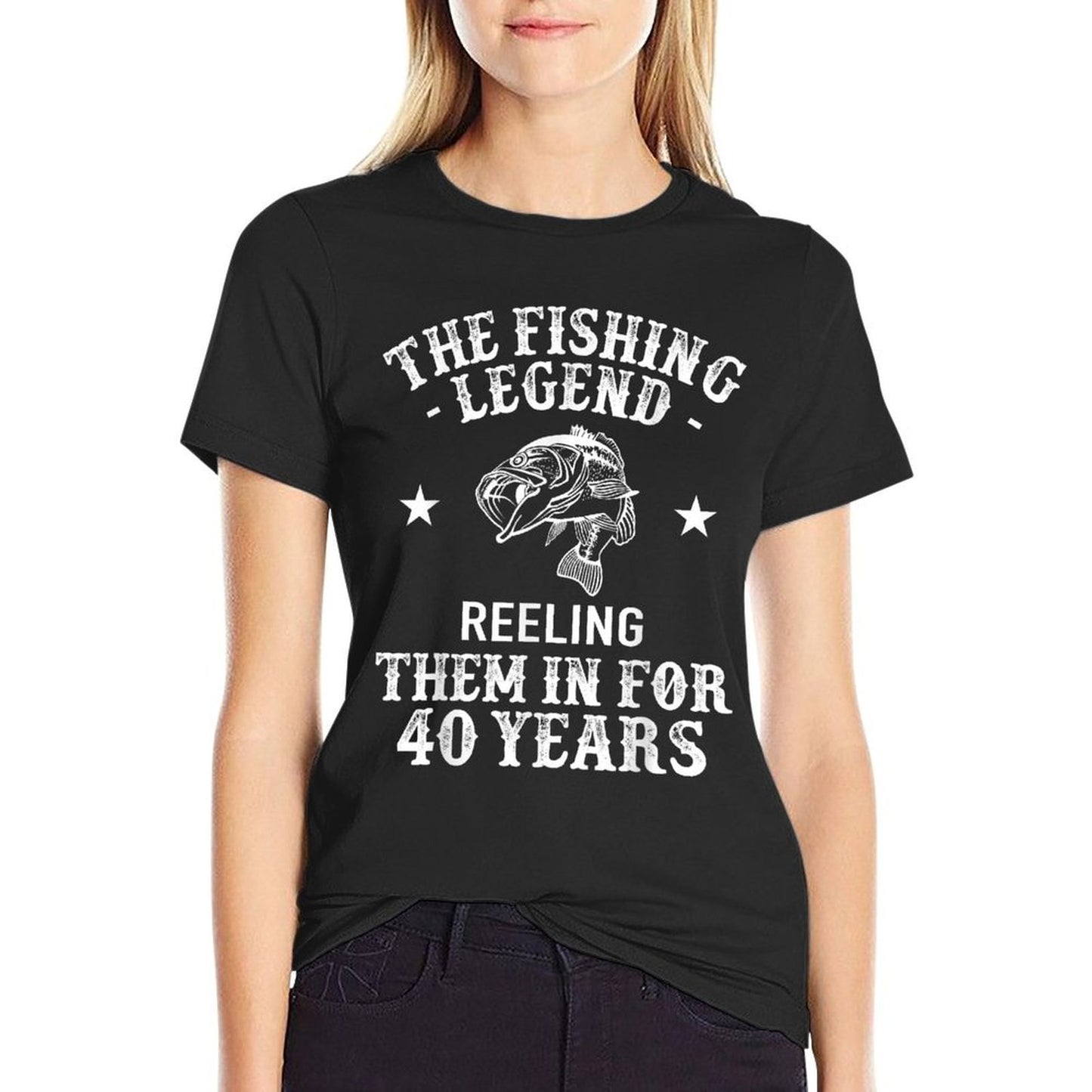 40th Birthday Fisherman Fishing Legend  Graphic-printed T-Shirt