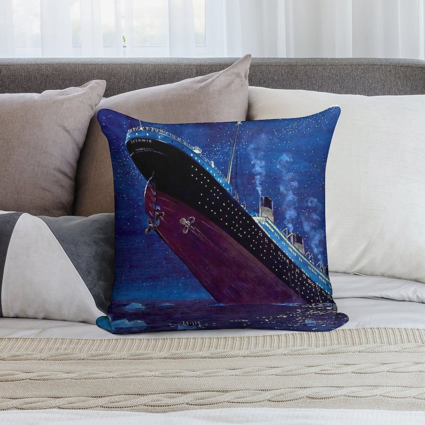 Titanic Sinking Soft Short Plush Fabric Throw Pillow
