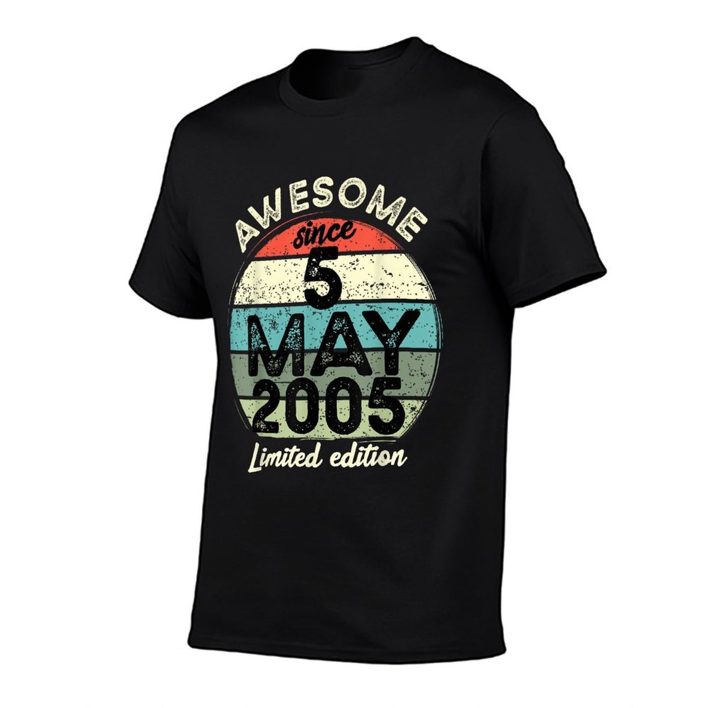 5 May 2005 20th Birthday 20 Year Old 2025 Birthday  Ribbed Collar T-Shirt
