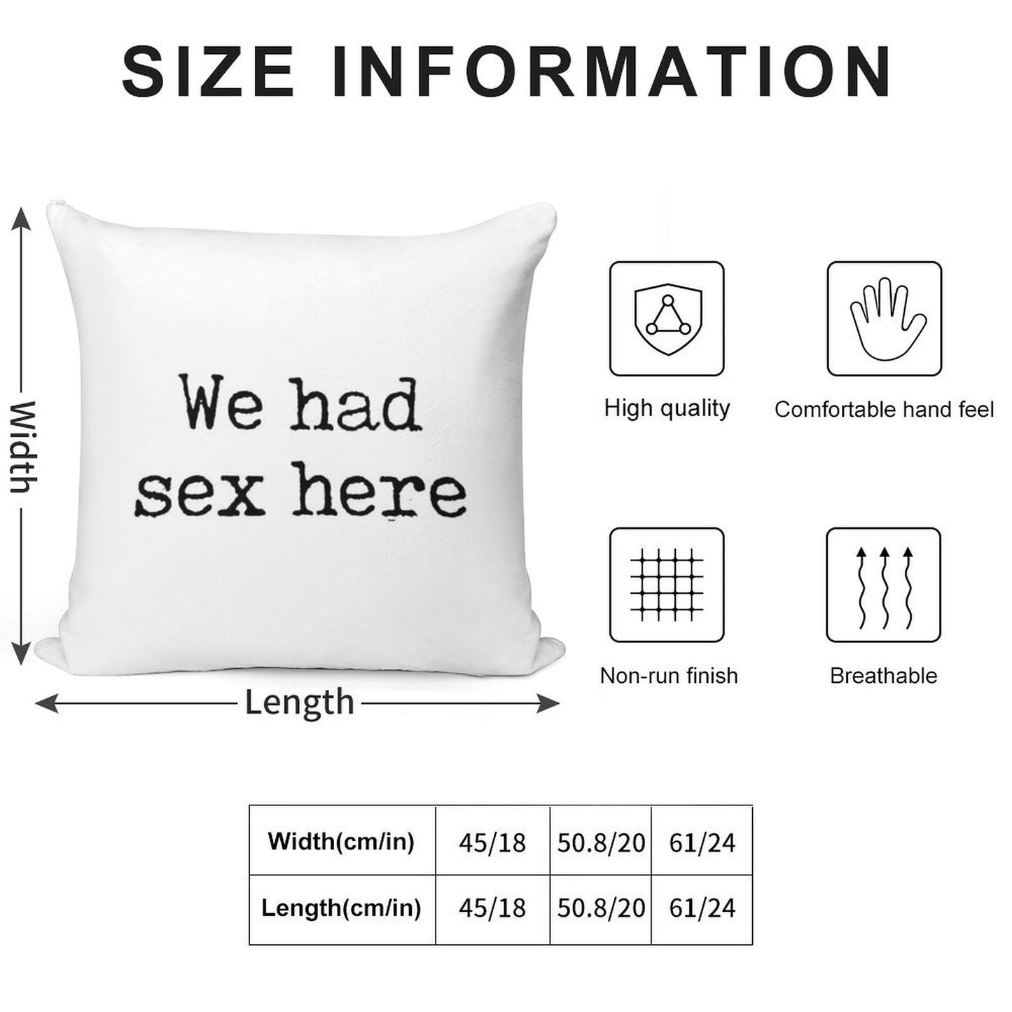 We Had Sex Here, Funny Slogan Soft Washable Throw Pillow