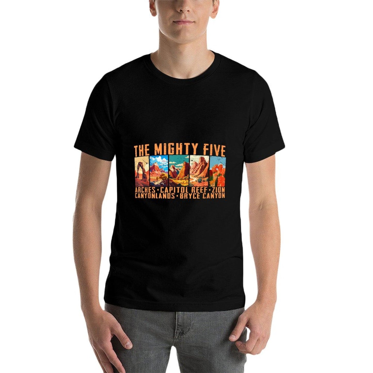 Vintage Moab Souvenir Big 5 Utah Mighty Five National Park Breathable T-Shirt