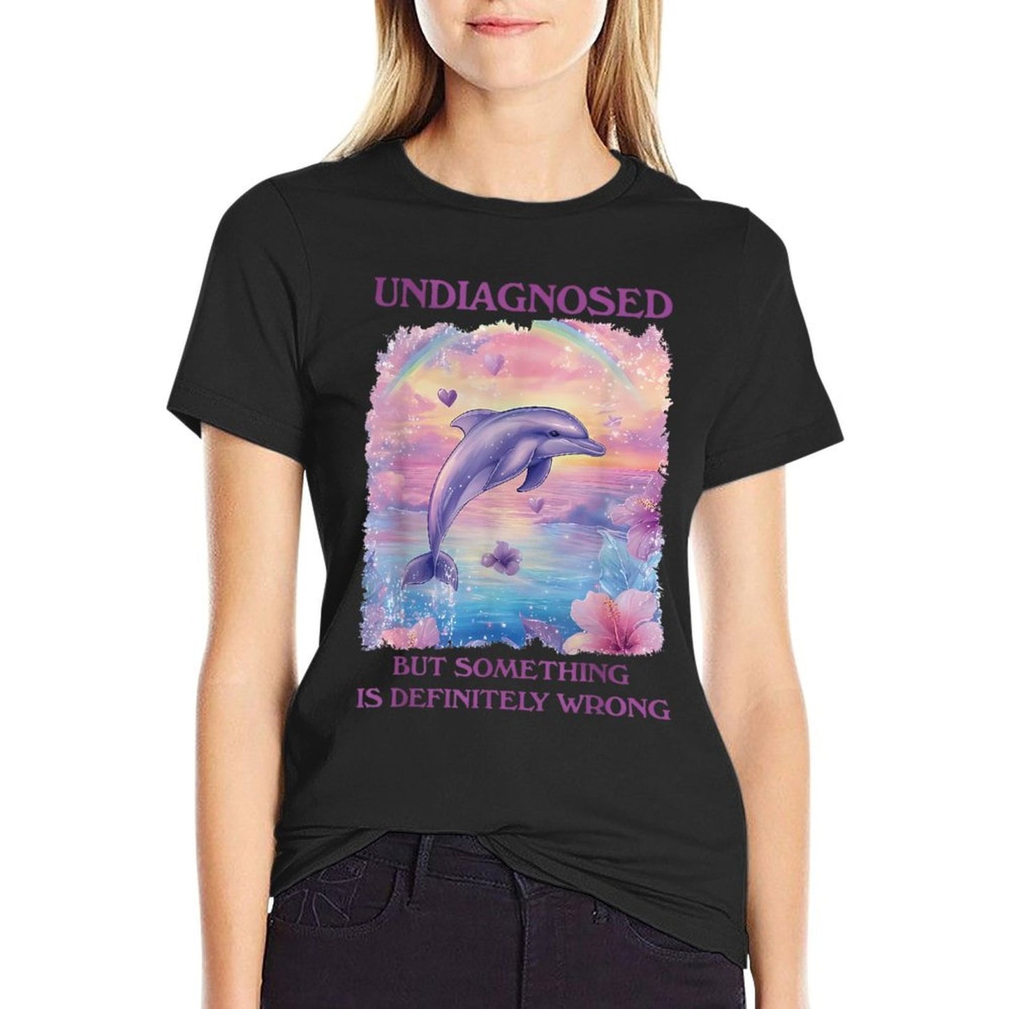 Undiagnosed But Something Aint Right Funny Meme Dolphin  Vintage-inspired T-Shirt