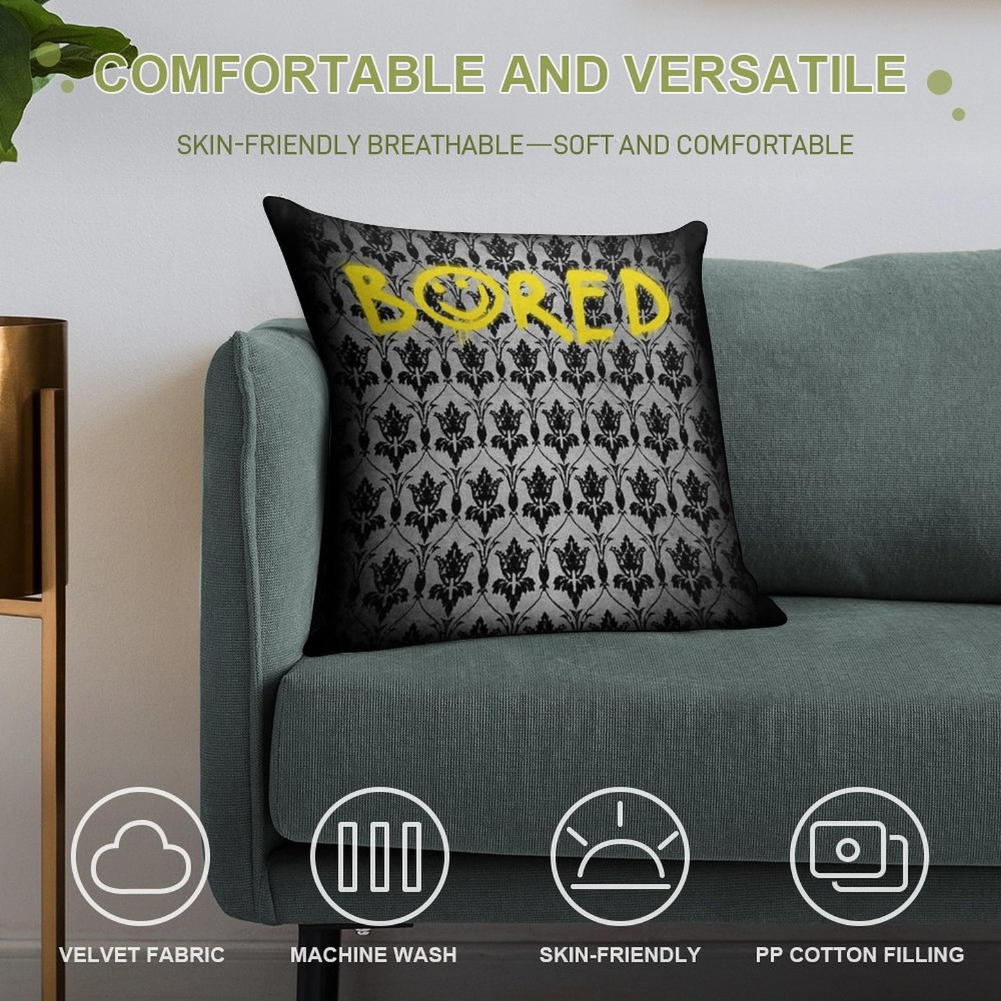 Sherlock - Bored (with Wallpaper) Soft Easy Maintenance Throw Pillow