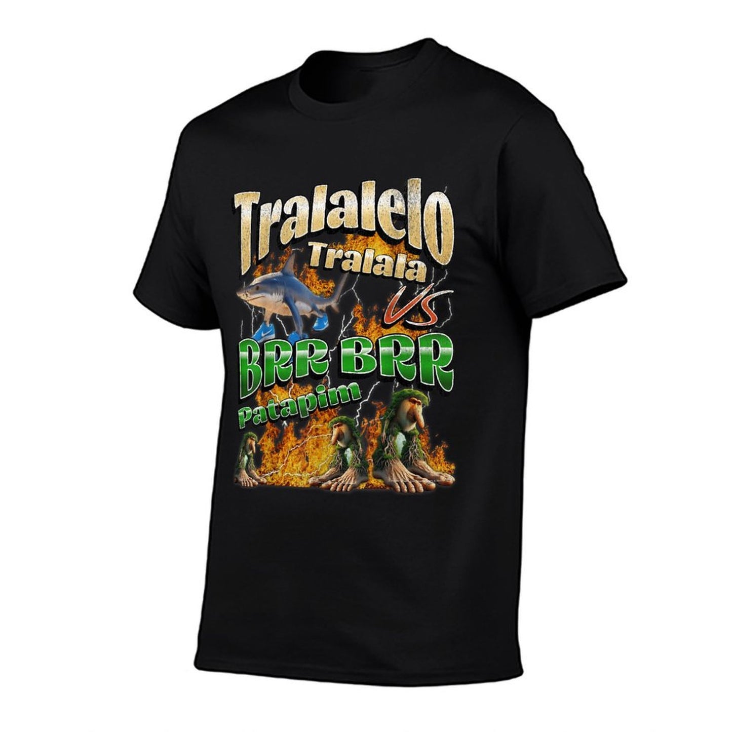 Tralalelo VS Brr Patapim Funny Italian Brainrot Meme Graphic Stretchy T-Shirt