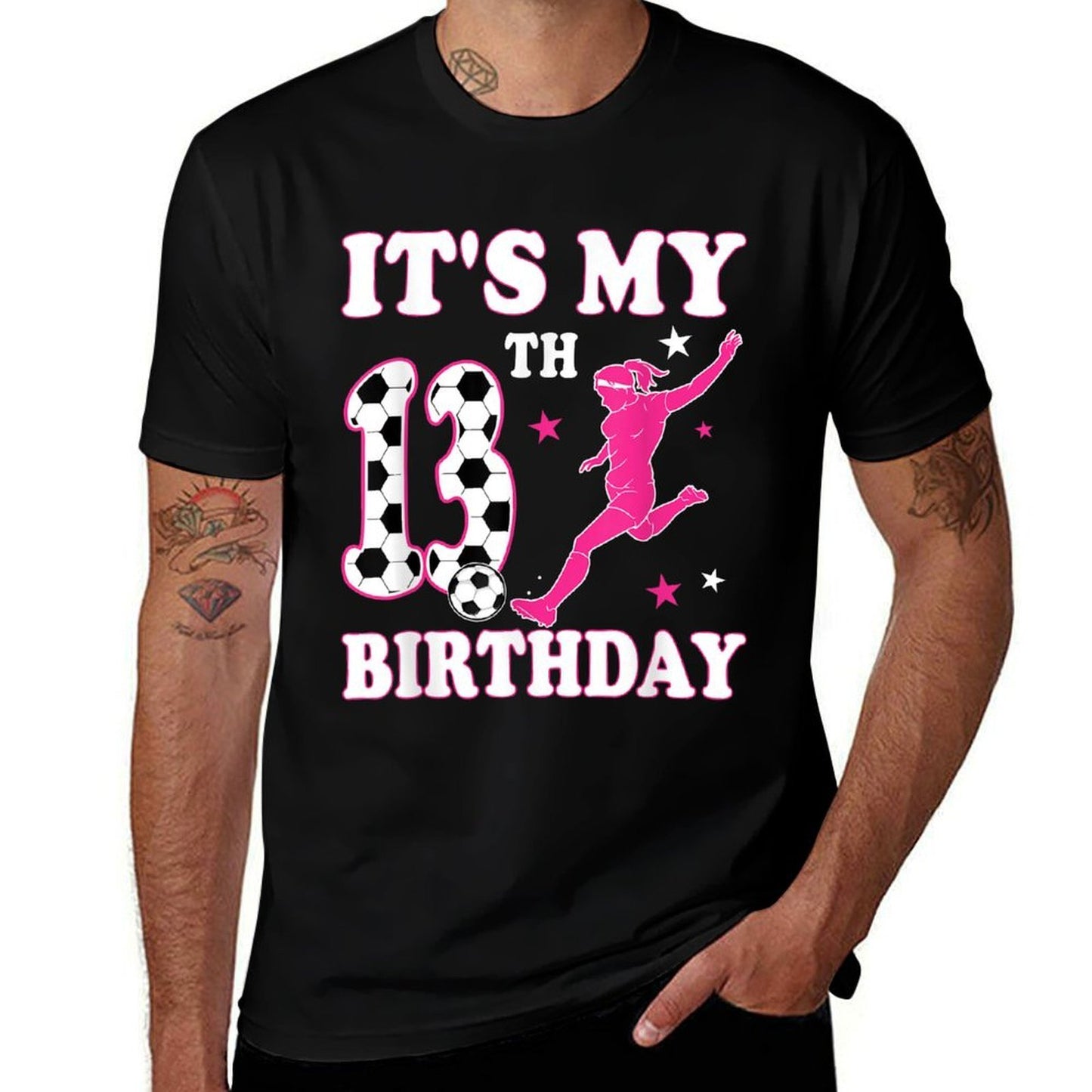 13th Birthday Soccer Themed 13 Year Old Girl Birthday Polyester Blend T-Shirt