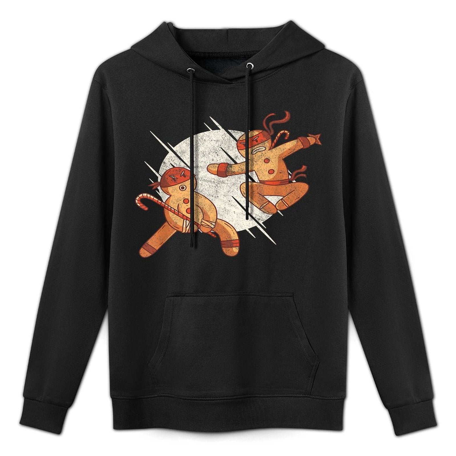 Cute Gingerbread Men Having A Fight Christmas Cotton-Polyester Blend Hoodie