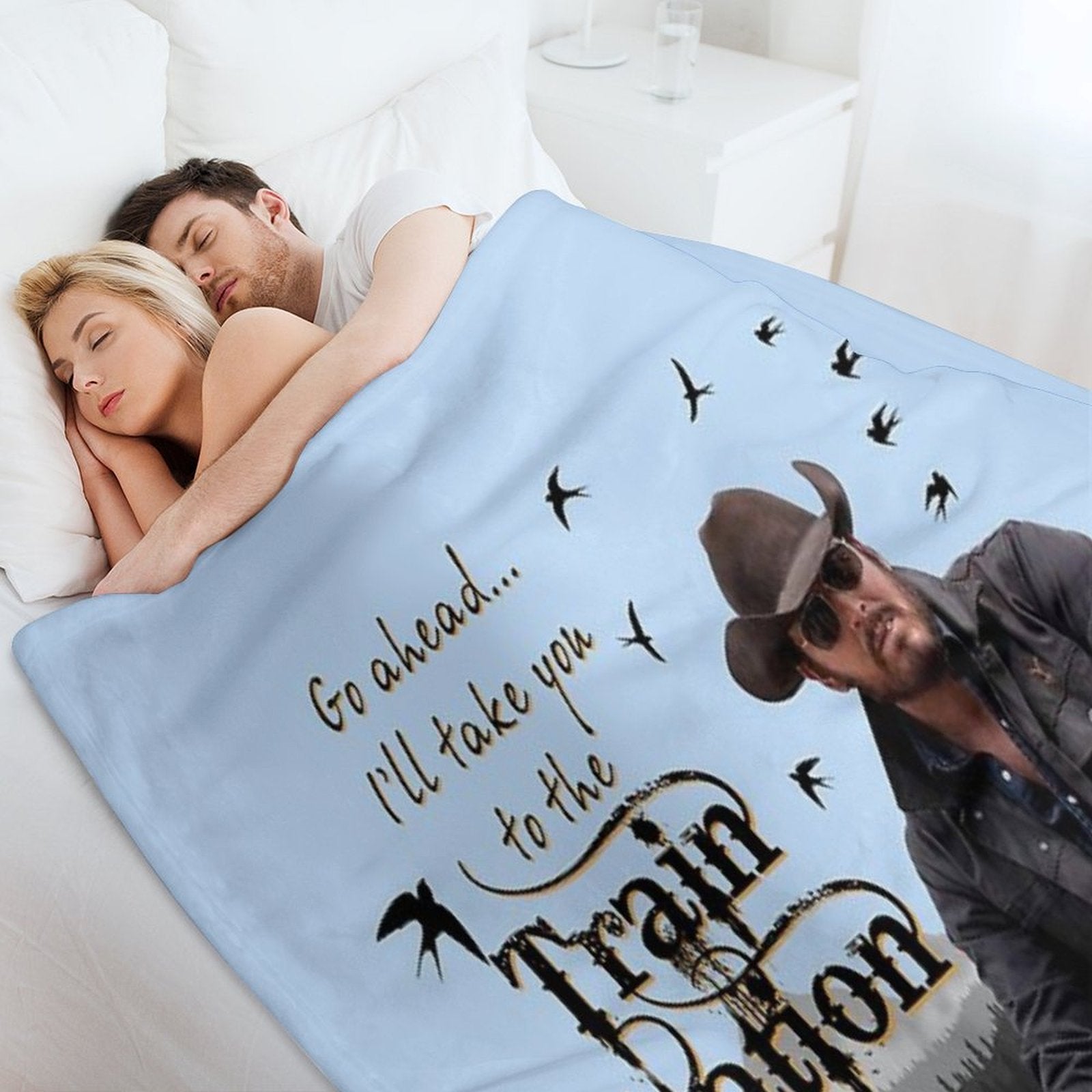 Go Ahead I'll Take You To The Train Station Rip Wheelerr Yellowstoneb American Tv Series Logo Multi-functional Throw Blanket