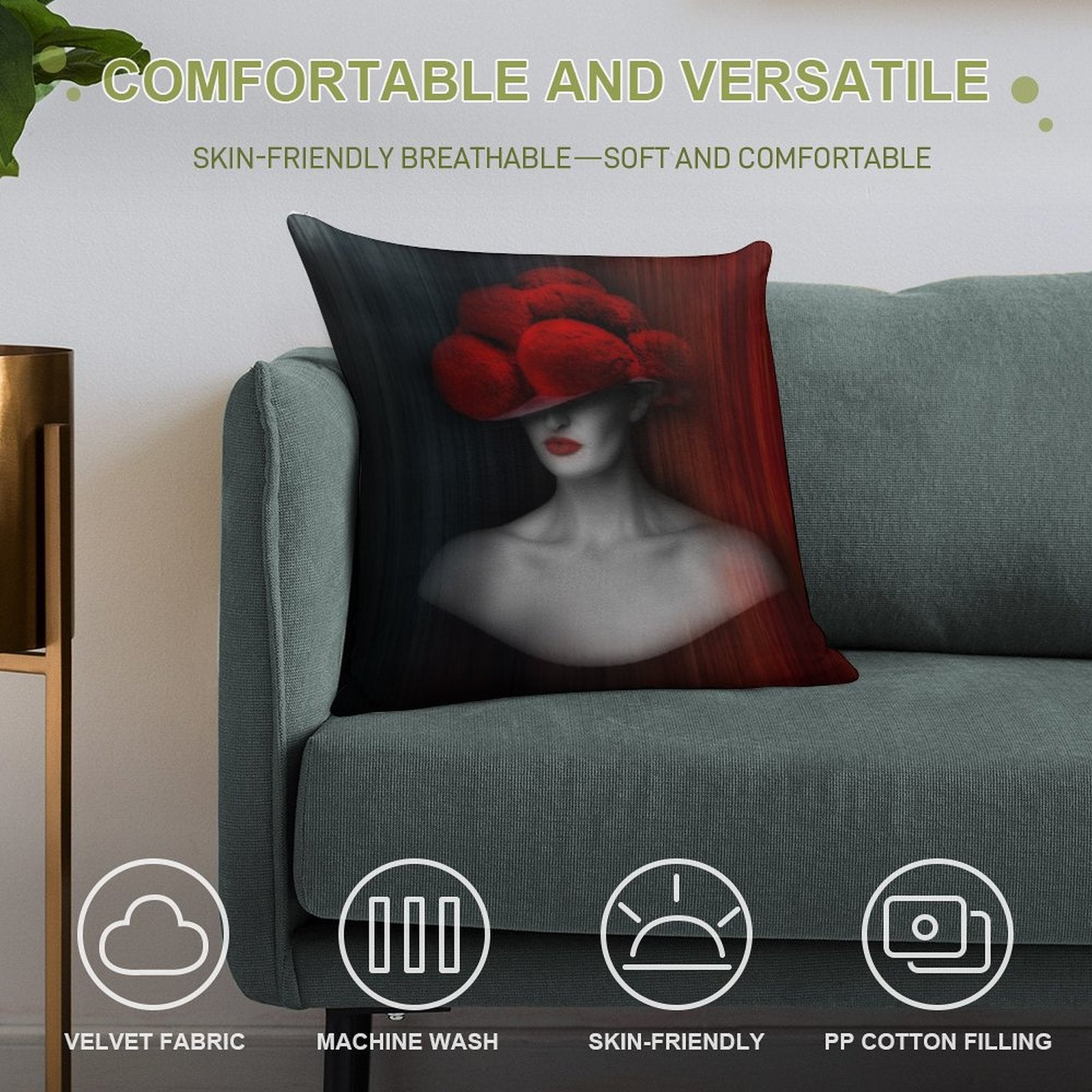 Black Forest Lady ART 2.0 Soft Skin-Friendly Throw Pillow