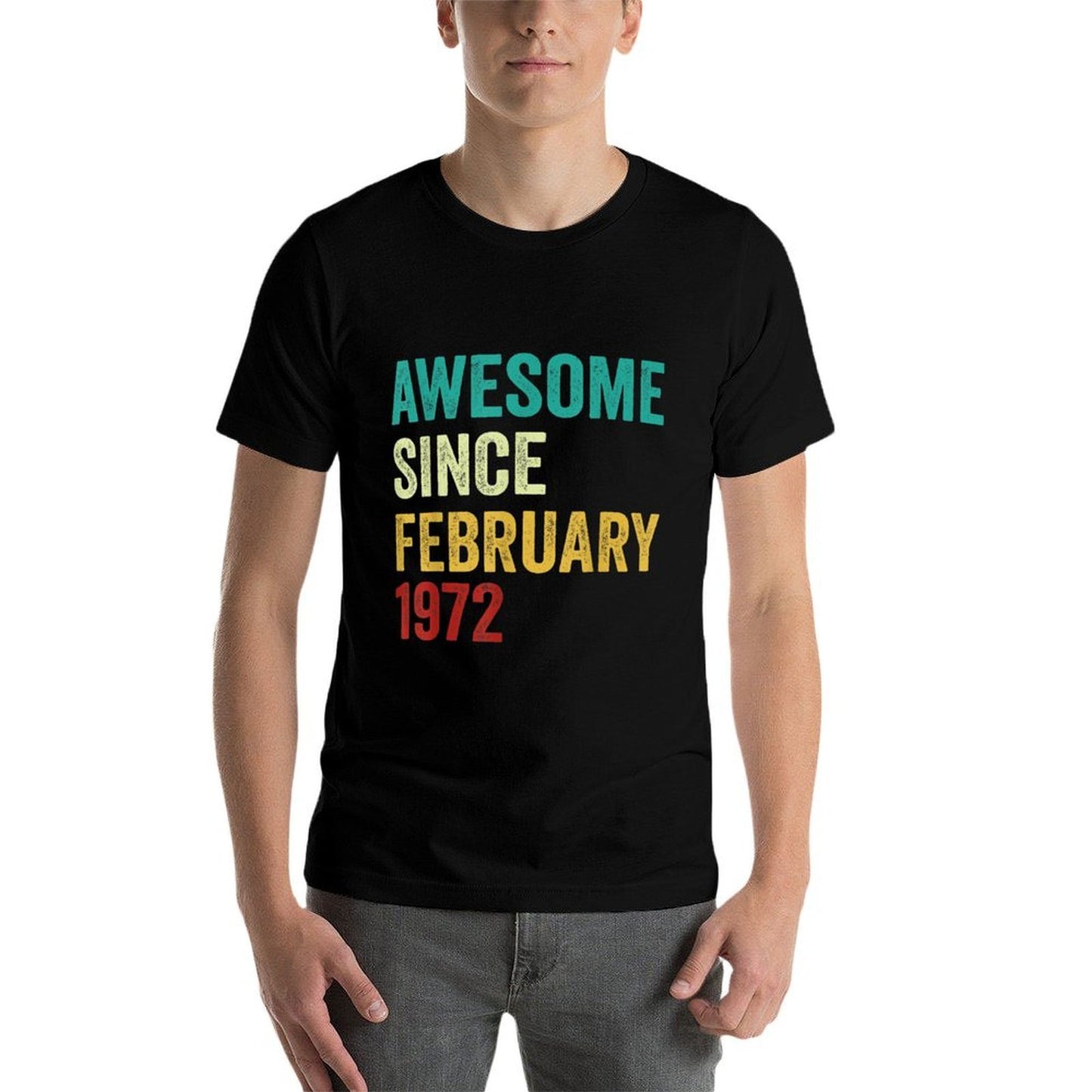 Vintage Awesome Since February 1972 50th Birthday Summer-ready Fabric T-Shirt