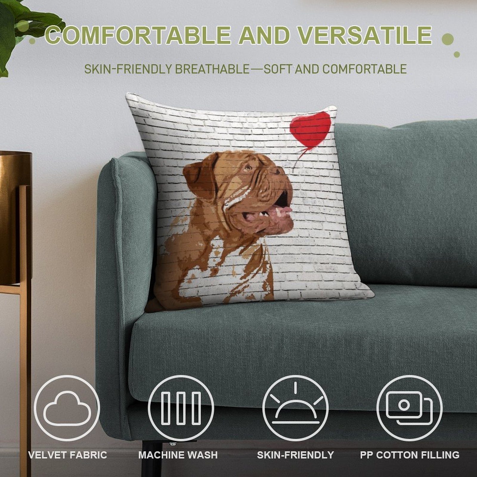 Dogue De Bordeaux Banksy Style Soft Ultra-Soft Texture Throw Pillow